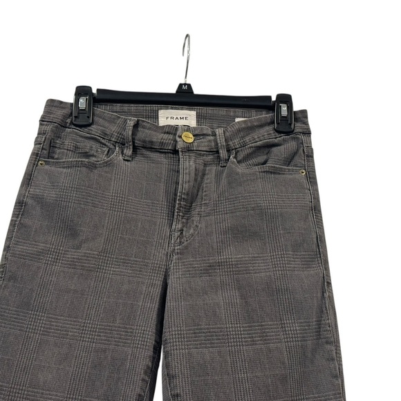 Women’s Frame Le Crop Mini Boot Gray Plaid Denim Jeans: 27 - Picture 3 of 10